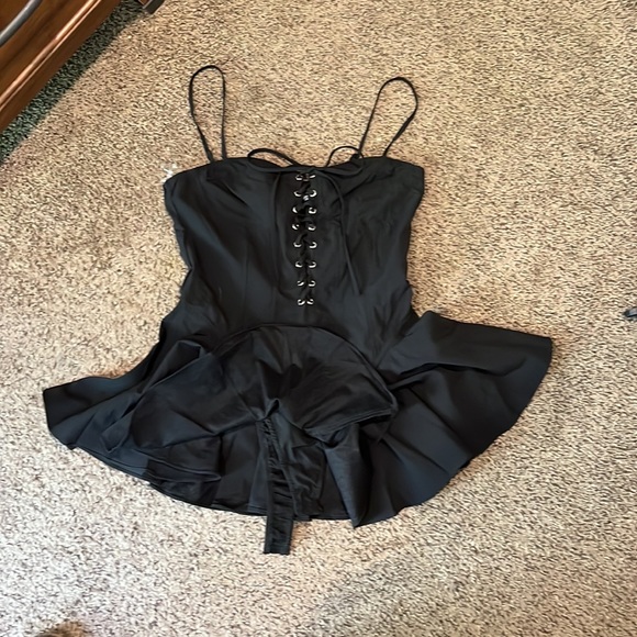 Night Maximized Lace up Corset Mini dress Size Medium Like New Rave Outfit - Picture 1 of 6